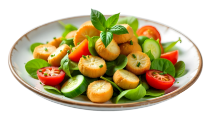 A Fattoush vegetables set on a transparent background, ideal for Iftar during the holy month of Ramadan