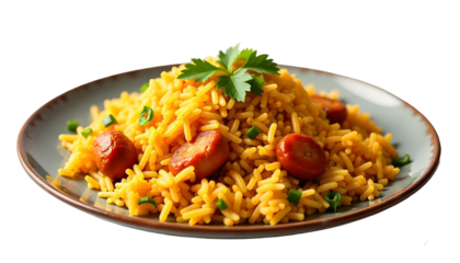 Delicious Indian rice BIryani with nuts and herbs, a popular choice for Ramadan meals and Eid celebrations