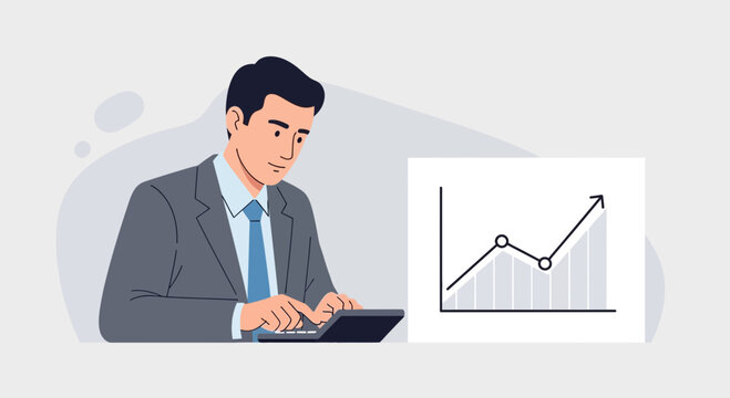 Analyzing business insights: Professional navigating financial growth trends