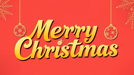 Vintage Merry Christmas Gold Typography on Coral Background &ndash; Editable Vector Text Effect