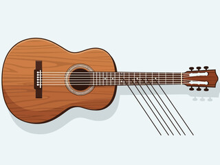 Fototapeta premium Acoustic Guitar Illustration with Six Strings and Wooden Body.