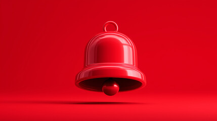 3D red notification bell icon with clean modern design, glossy finish, and soft shadows, perfect for alerts, messages, reminders, and user interface elements.