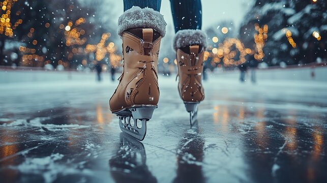 Ice skating close-up