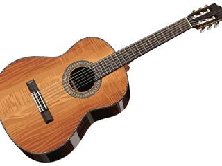 Fototapeta premium Detailed Illustration of a Classical Acoustic Guitar with Wood Grain.