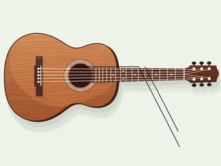 Illustration of an Acoustic Guitar with Wood Grain Texture and Strings.