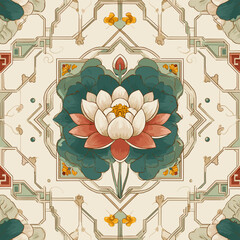 Korean Lotus Inspired Dancheong Pattern
