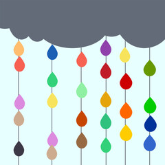 Color rain minimal design. Abstract modern creative background for presentations and kids. Concept of diversity