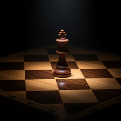 Chessboard with a single king piece.