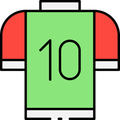 Green and red football jersey with number 10, vector illustration