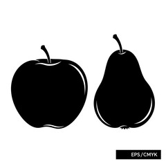 Obraz premium Minimalist Black Apple and Pear Silhouette Duo Against a Crisp White Backdrop
