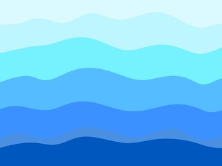 Abstract blue ocean wave layered background. Fresh sea water gradient curve illustration. Clean blue liquid motion texture wallpaper