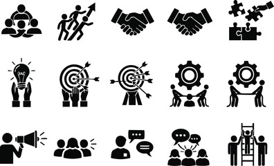 Business Collaboration and Teamwork Icon Set