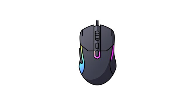 Sleek Gaming Mouse with RGB Lighting on White Background.