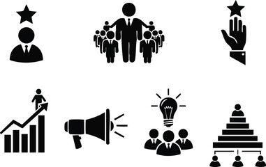 Leadership and Teamwork Icons Success, Influence, and Ideas