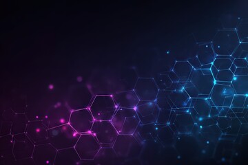 Abstract Digital Hexagonal Structure with Blue and Purple Gradient Colors