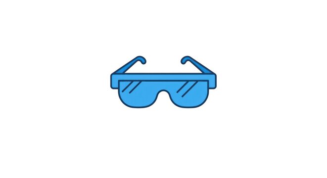 Blue safety glasses icon for eye protection in industry.