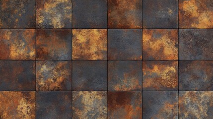 A collection of seamless, loopable rusty metal tile textures. Various industrial and geometric patterns perfect for 3D modeling, game design, and grunge backgrounds.