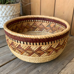 handmade basket woven with natural fibers for rust