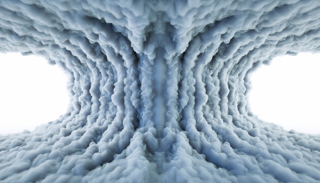 The Infinite Vertical Moebius Strip. Rising Wall of Endless Smoke/Steam Loop. The rising wall of white vapor forms a continuous Moebius Strip in 3D space, showing the loop and the seamless transition.