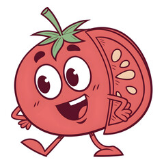 cute fruits tomatoes character vector