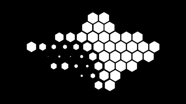 **Hexagonal Momentum: A Dynamic Forward-Moving Pattern of Interlocking Shapes Forming a Bold Geometric Arrow That Symbolizes Direction, Progress, Transformation, and the Continuous Flow of Modern Digi