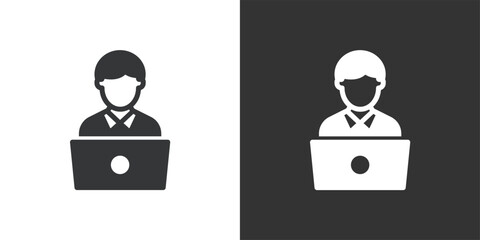 Working Online icon. Solid glyph series icon