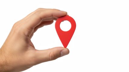 Hand Holding Red Map Location Pin