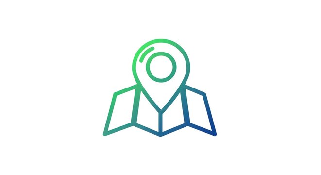 Location icon with gradient, map pointer symbol for navigation.