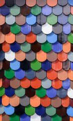 Multicolored ceramic glazed half round roof tile, beaver tail