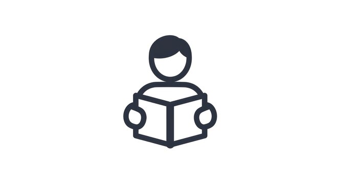 Person reading a book icon for education and learning. - Powered by Adobe