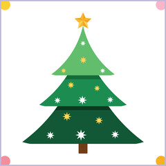 Decorative Christmas tree with stars vector illustration clipart