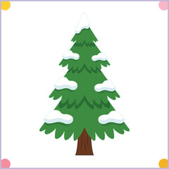 Illustration of a green Christmas tree with snow covered Vector clipart
