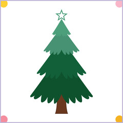 Simple green Christmas tree with a star on top illustration vector clipart