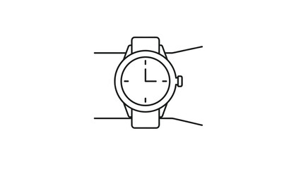 Elegant wristwatch icon for time management and stylish accessories in minimal black and white perfect for fashion and business presentations, Generative AI.