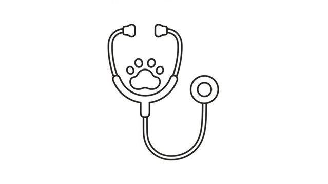 Heartwarming pet care symbol featuring a stethoscope with paw print perfect for veterinary clinic branding or animal health campaigns - clean line art design, Generative AI.