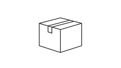 Simple Line Art of a Box for Shipping and Delivery Ideal for E-commerce and Logistics Designs Representing Packaging Storage and Moving Services, Generative AI.