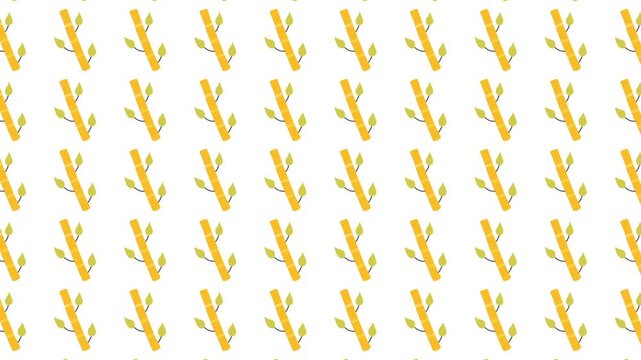 Repeating pattern of stylized golden sprigs on white background. Suitable for wallpaper, fabric design, stationery, packaging, and invitations.