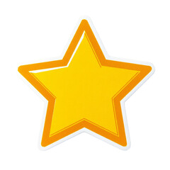 Yellow Star Shape Sticker Isolated on Transparent Background