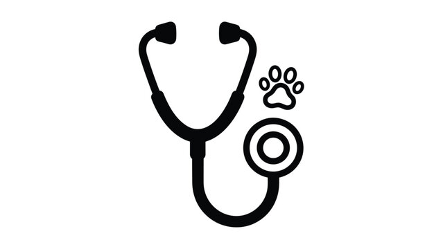 Veterinary stethoscope with paw print symbol for pet care and animal health services perfect for clinics rescue organizations and compassionate pet healthcare, Generative AI.