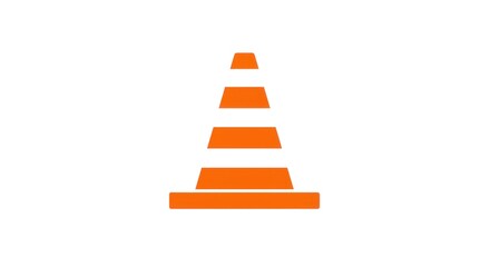 Orange traffic cone icon on white background for safety.