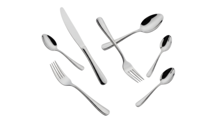 Arrangement of Elegant Silverware on a Clean White Surface for Table Setting  and Dining Elegance