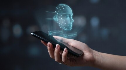 Facial recognition technology unlocking smartphone with identity verification