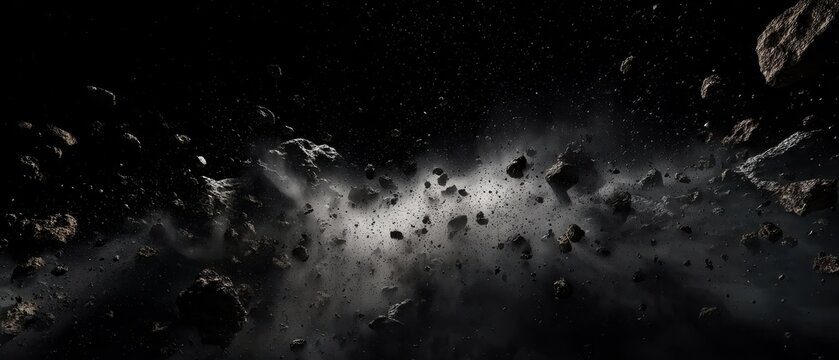 AI-rendered debris background with dust, ideal for sci-fi themes, dramatic designs, and abstract visuals.
