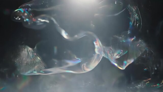 A luminous abstract composition with translucent, amorphous forms in a deep space