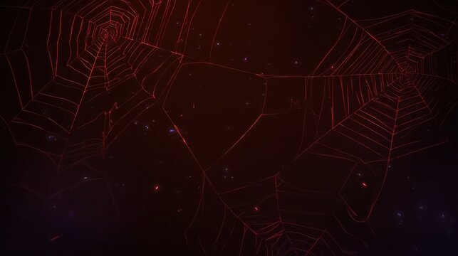 AI-generated spider web background in blue and red, ideal for horror themes and abstract visuals.