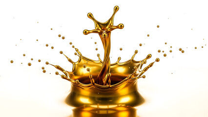 Luxurious Liquid Gold Splash Forming a Crown Shape on White
