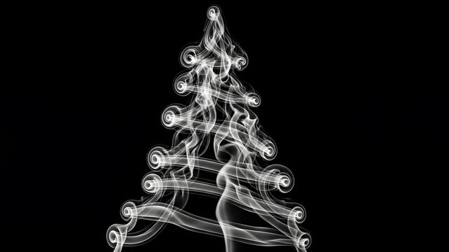 Abstract Christmas Tree Shape Formed by White Smoke Wisps - Powered by Adobe