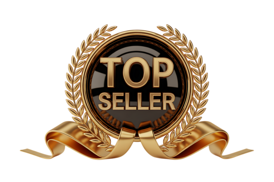 Premium gold top seller badge award - achievement recognition symbol