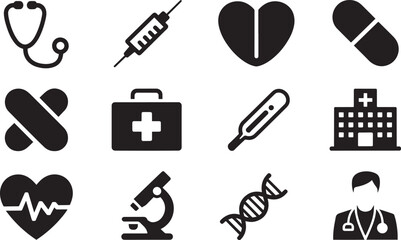 Medical Line Icons for Healthcare, Vaccination, Immunity, and Disease Prevention Illustrations