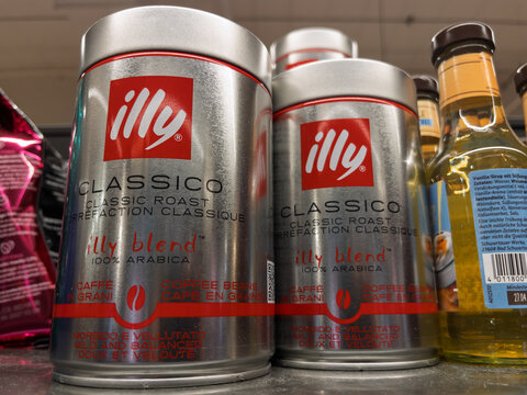 Illy Classico 100% Arabica Coffee Cans on Display